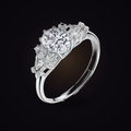 Laurel Coronet Ring — vintage-cut moissanite laurel halo ring in sterling silver, Maison Noctaura