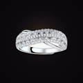 Orbital Crossing Band — crossover pavé moissanite ring in 925 sterling silver, Maison Noctaura