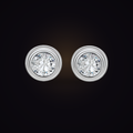 Orbit Solitaire Studs — round moissanite concentric-halo stud earrings in sterling silver, Maison Noctaura