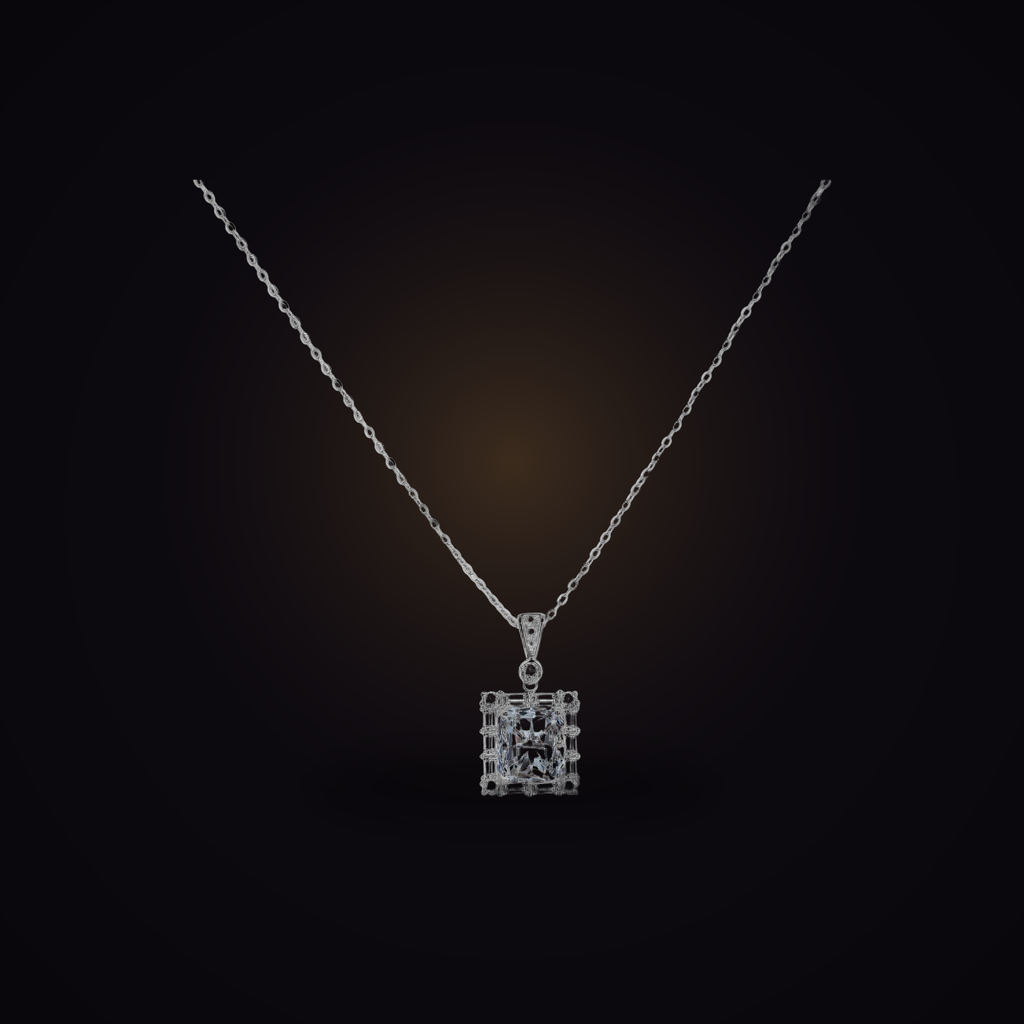 Monolith Pendant — 3 carat square moissanite necklace in sterling silver, Maison Noctaura