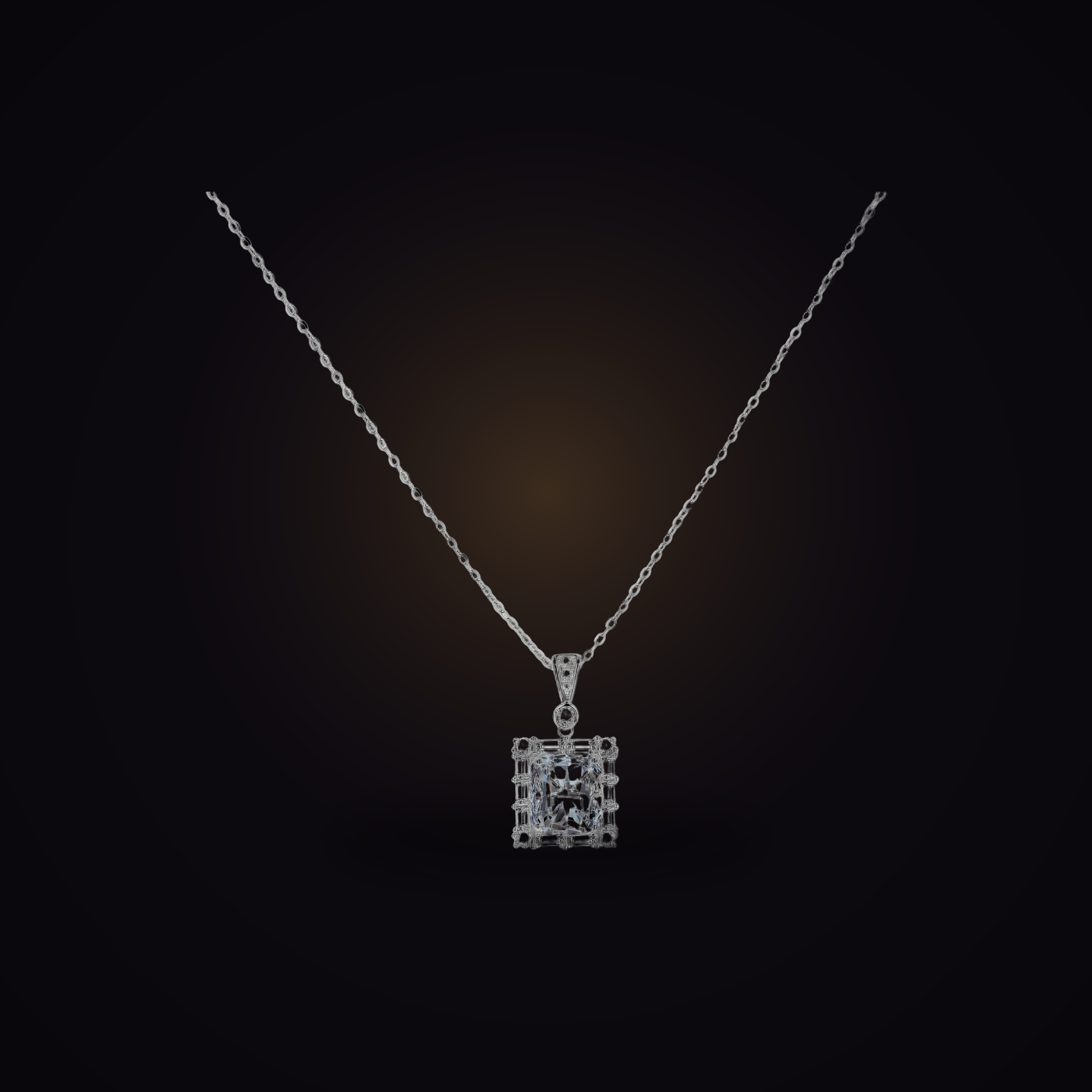 Monolith Pendant — 3 carat square moissanite necklace in sterling silver, Maison Noctaura