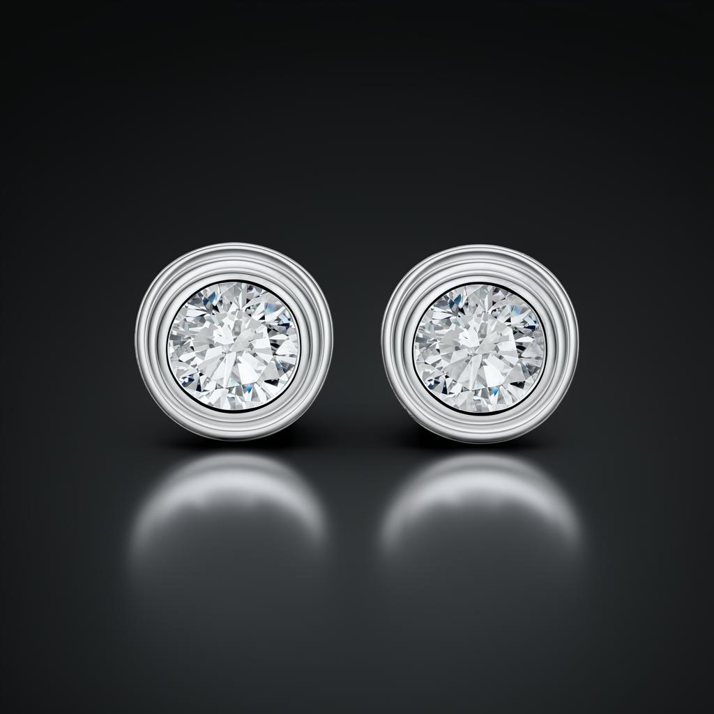 Orbit Solitaire Studs - near colorless lab-created moissanite earring in 925 sterling silver