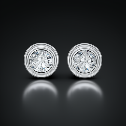 Orbit Solitaire Studs - near colorless lab-created moissanite earring in 925 sterling silver