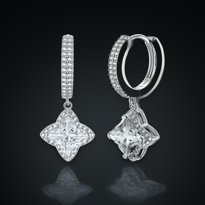 Polaris Huggie Drops - near colorless lab-created moissanite earring in 925 sterling silver
