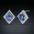 Prism Dreams Studs - multi color lab-created moissanite earring in 925 sterling silver