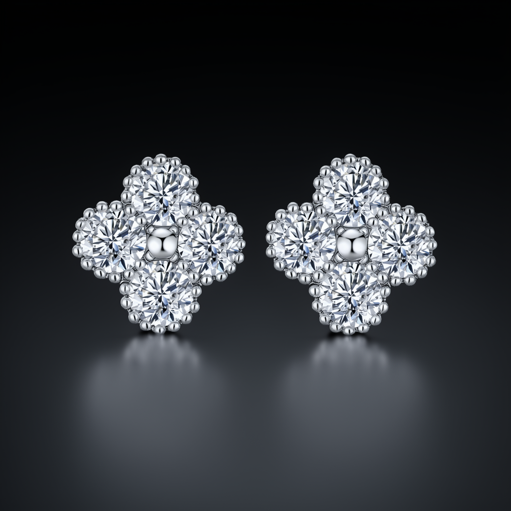 Quatrefoil Moissanite Studs