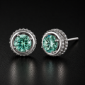 Umbra Orbit Studs - green lab-created moissanite earring in 925 sterling silver