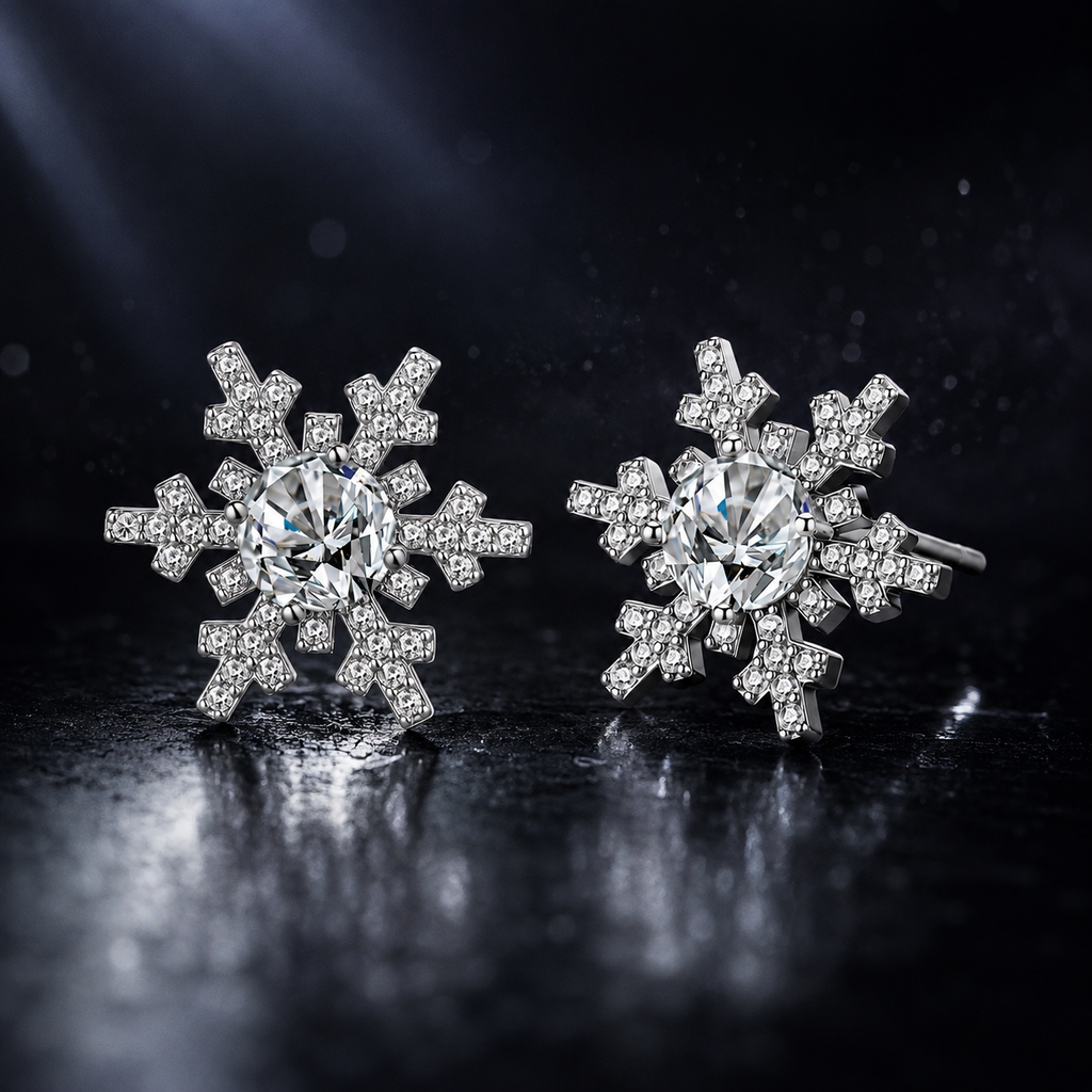 Winter Spark Studs - lab-created moissanite earring in 925 sterling silver - view 2