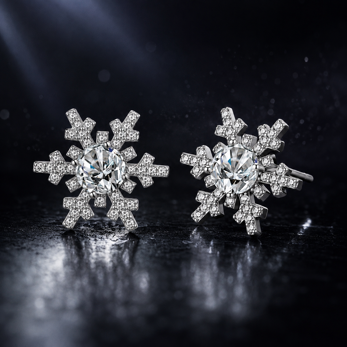 Winter Spark Studs - lab-created moissanite earring in 925 sterling silver - view 2